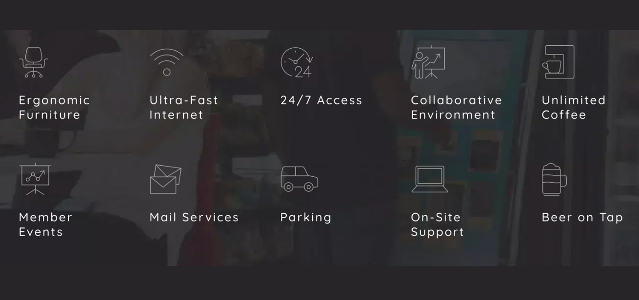 Coworking space amenities and services
